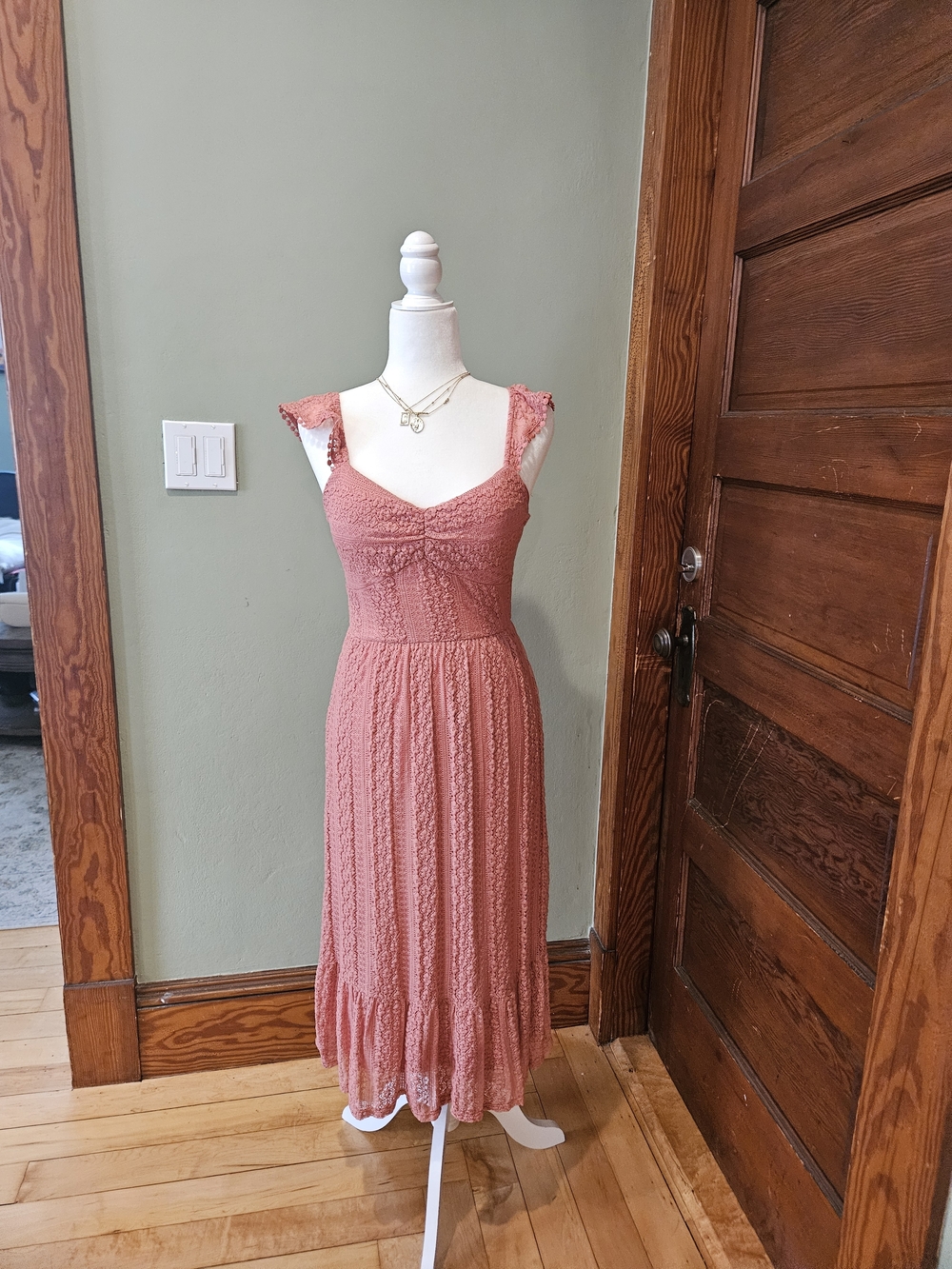 Lily Rose Dusty Rose Lace Midi Dress